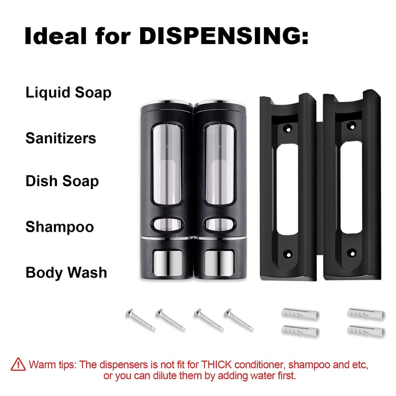 Soap Dispenser Manual ABS Wall Mount for Shower Gel, Hair