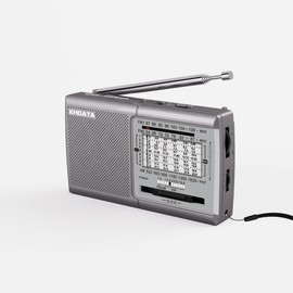 XHDATA D219 Radio Portable Pocket AM FM SW 12 Bands Radio with Long Antenna(Silver)