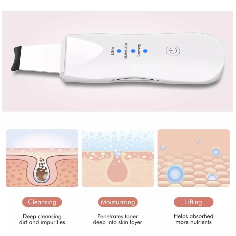 WP Limpiador Facial Ultrasónico Blanco Con 2 Cepillosde Masaje