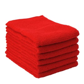 Muko Towel Light Face Towel 6-Piece Set, Thin, Quick Drying, Made in Japan, Senshu Towel (Total 25 Colors), Red