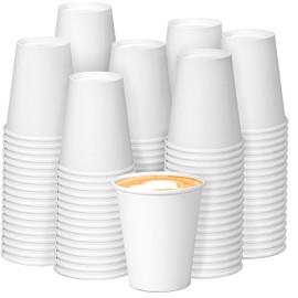 Fit Meal Prep 200 Pack 6 oz Disposable Paper Coffee Cups, Premium White Hot Cups for Hot/Cold Beverage, Durable Thickened Paper Cup Bulk for Party, Office, Bussines, Home, Bistros, Daily Use