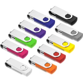 USB Sticks, 4GB USB Flash Drive 10 Pack, AreTop Memory Stick 2.0 4GB Thumb Drives Pen Drives, Swivel Design, with LED Indicator for Computer/Tablet/Laptop/Car/TV(10 Mixed Color With Lanyard)