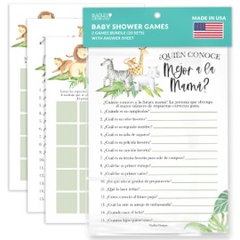 20 Safari Juegos Para Baby Shower En Español - Juegos De Baby Shower En Español, Hilarious Baby Shower Games In Spanish, Spanish Baby Shower Games, Baby Shower Bingo Español, Quien Conoce Mas A Mama