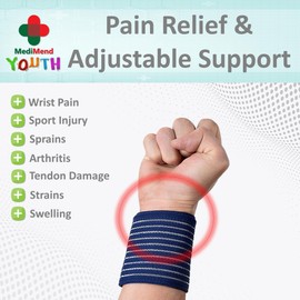 Wrist Brace for Kids and Teenagers - Wrist Brace for Sprained and Strained Wrists, Adjustable Injury Recovery and Compression Fit, Gymnastics, Football, Hocky