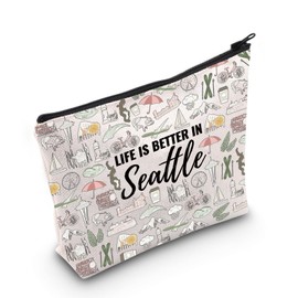 Seattle Gifts and Souvenirs Life is Better in Seattle Makeup Bag Seattle Trip Gift for Women (in Seattle CA)
