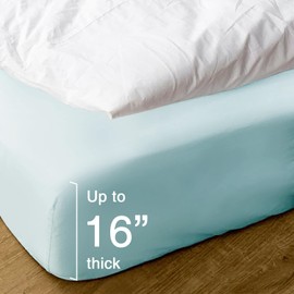 Hitime Waterproof Mattress Protector Queen Sky Blue