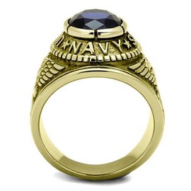 YourJewelleryBox Mens gold navy ring sapphire usa blue signet pinky steel military royal Size Z Tk414707G