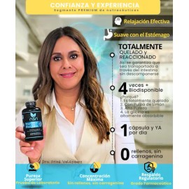 Glicinato de Magnesio NSN 100% Quelado Alta Absorción Vegano 100 Cápsulas