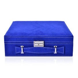 Shop LC Royal Blue Travel Jewelry Organizer Box Case for Women Faux Velvet Tarnish 2 Layer Necklace Earrings Ring Jewelry Holder Portable Jewelry Box Storage Birthday Gifts