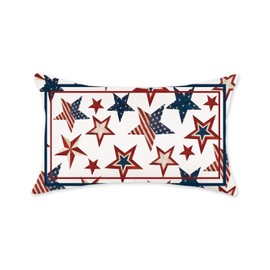 HOMFREEST 4th of July Pillow Covers 12x20 Inch Red White and Blue America Stars Patriotic Decorative Throw Pillows Independence Day Outdoor Cushion Case for Sofa Couch Home