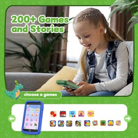 Kids Toy Smartphone, Toddler Play Phone for Boys, Fake Play Dinosaur Toy Phone for Boys Girls Age 3-12, Christmas Birthday Gifts with 3.97" Touchscreen 200+ Puzzle Game, Music Player(Green)