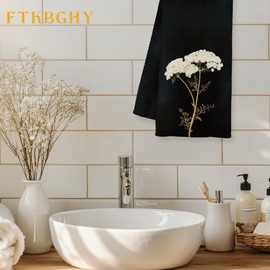 FTKBGHY Vintage Dark Flower Kitchen Towels, Moody Cottagecore Floral Botanical Decorative Dish Hand Tea Towels for Bathroom Kitchen, Rustic Floral Bathroom Decor, 16x24 Inch