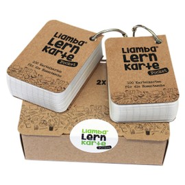 Liamba Braun Pocket Flashcard | 2 x 100 Index Cards for on the Go with the Practical Ring | DIN A8 Format | 7.4 x 5.2 cm | 170 g | Lined | FSC Certified and Made in Germany