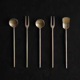 Notdam Bangjja Yugi Cherry Teaspoon Tea Fork 5P / 놋담 방짜유기 체리 티스푼 티포크 5P