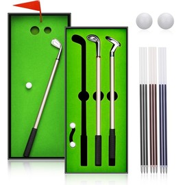FRIUSATE Golf Pen Set, Novelty Golf Club Ballpoint Pen Golfers Gift Box Set Funny Birthday Golf Presents for Men Women Kids Golfers Desktop Decor