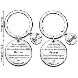 QMVMV Mummy to Be Gifts Daddy to Be Keyring Set Pregnancy Gift Baby Announcement Gift New Dad First Time Mum Keyring Gifts Future Mother Father Gift New Parents Gifts