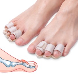 Pozpo Tech Hammer Toe Correction Splint for Women, Fits 2nd, 3rd and 4th Toe - (L-Beige) - 1 Pair