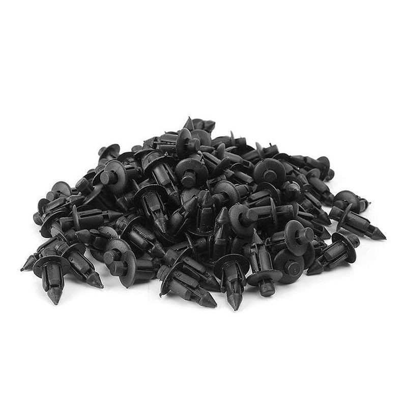 HEJINYUN Push Rivet Clips Rivets Plastic Black (6mm 50pcs) Fastener