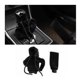 FALVFUN Car Gear Shift Hoodie & Handle Cover, Fashionable Vehicle Handbrake Gear Shift Knob Cover, Cute Auto Interior Gadgets Decor Accessories, Universal for SUV Sedan Truck (Black)