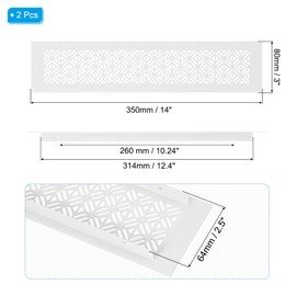 PATIKIL 14 x 3 Inch Door Air Vent Cover, 2 Pcs Heavy Duty Aluminum Grille Ventilation Cover Louvered with Mounting Screws for Cabinet Wardrobe Door, White