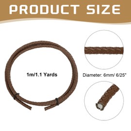 sourcing map Braided Leather Cord, 4mm Round Braided Faux Leather Necklace Cord Bolo Tie String 2 Yard for Jewelry Making Necklace Crafts Beading Braiding 155