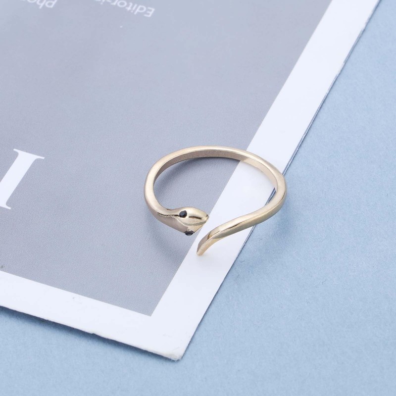 Vacaonio Punk Polished Gold Plated Snake Ring Metal Open Adjustable