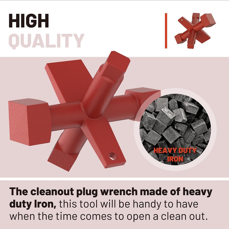 Ximoon 6 Way Cleanout Plug Wrench Replacement for Pasco J40042