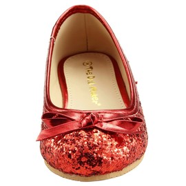 The Doll Maker Bow Top Glitter Flat-FBA173032A-9, Red, 9 M US Toddler