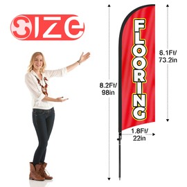 FSFLAG Flooring Feather Flags, 8.2ft x 1.8ft Multicolored Swooper Flag Banner with Pole and Ground Stake for Outdoor General Use