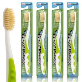 MOUTHWATCHERS Soft Flossing Toothbrushes, Value Pack of 4, Green, Manual Toothbrush for Adults, Ultra Clean, Good for Sensitive Teeth and Gums, by Dr. Plotka's