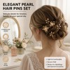 Bridal Accessories Combo - Pearl Hair Pins - Satin Bow