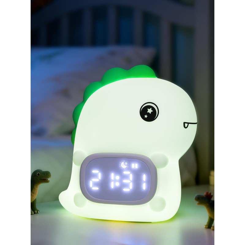 Ammonite Cute Dinosaur Silicone Night Light Alarm Clock