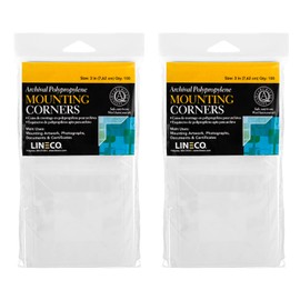 Lineco Polypropylene 3 Inch Full View Photo Mounting Corners. Easily Mount Your Art, Pictures, Craft, and Documents, Used for Scrapbooking, DIY, Displaying. Pack of 100, Set of 2.