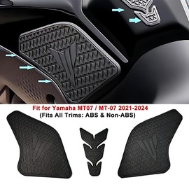Rubber Tank Pad for Yamaha MT07/MT-07 (2021-2024) | Anti-Slip Grip with Adhesive Promoter | 3PCS Knee Scratch Defense Stickers