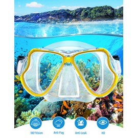 Kekilo Snorkel Mask Set for Adults, Anti-Fog Adjustable Panoramic View Swim Mask Dry Top Snorkel Kit, Scuba Diving Swimming Training Equipment for Men and Women