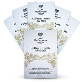 Love Mushroom Beauty Face Mask | Luxury Collagen Truffle Sheet Mask, Fast-Absorbing Hydration to Brighten Complexion – Face Mask for Dehydrated, Dull and Tried Skin – 5 Pack Bundle