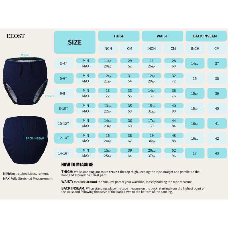 EEOST Youth Special Needs Reusable Swim Diapers Swimwear for Incontinence