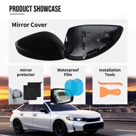 Driver Side Mirror Cover for Honda Civic 11th Gen 2022 2023 2024 2025,Glossy Black Left Side Rearview Mirror Cap Trim,Non-Light Version,(Glossy Black,Left Side,No Light)
