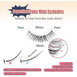 Siligli Eyelashes Natural False Lashes 14mm Eye Lashes with Thin Band 3D Volume Fake Eyelashes C Curl Wispy Lashes Natural Look 7 Pair