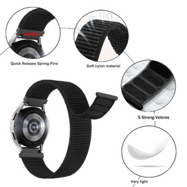 Issinlky 18 mm, 19 mm, 20 mm, 22 mm, nylon sport loop bracelet, quick release replacement strap for women and men, 19 mm