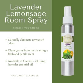 Victoria's Lavender Room Spray, All-Natural Home Atmosphere Spray, Essential Oil Concentrated Room Spray Air Freshener, Bathroom Odor Eliminator, Luxury Room Spray, 1-Pk Lavender Lemon Sage, 4 oz