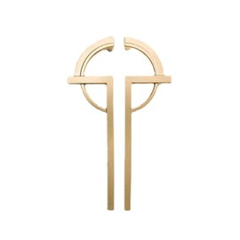 JSBWSFA 2 Pcs Zinc Alloy Brushed Gold Drawer Pulls Half Moon Drawer Pulls Gold Cabinet Handles Gold Cabinet Pulls Mid Century Drawer Pulls Closet TV Cabinet (Golden)