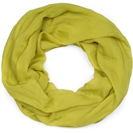 styleBREAKER Light Plain Loop Tube Scarf, Summer Scarf Made of Flowing Material, Silky Neckerchief for Men and Women, Soft, Airy & Fashionable, 77 x 46 cm, Kiwi Green, Unit size