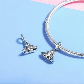 PAHALA 925 Sterling Silver Cute Bird with Blue Crystals Charm Bead Fit Bracelets