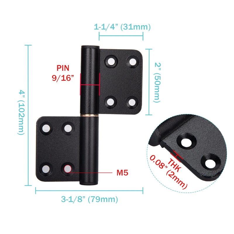 MOZCORN 6 Pcs 4 Inch Lift Off Flag Hinges -