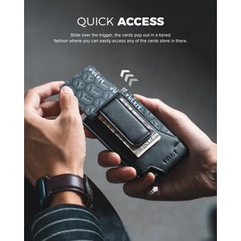 VULKIT Mens Wallet Card Holder Pop Up Card Wallet Slim Leather RFID Blocking Minimalist Wallet With Money Clip Black