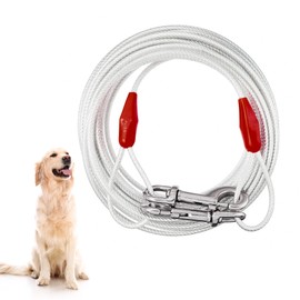 30ft Dog Tie Out Cable for 125lb Dogs with 360° Swivel Lockable Hook and PVC Coating | Outdoor Training Lead | Durable Pet Runner Tether | Tie Out Cable for Dogs