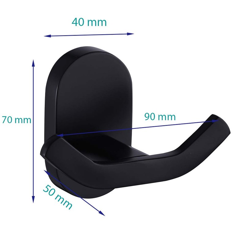 BOOKARROW Matte Black Bathroom Towel Hooks, Wall Mounted Heavy Duty