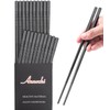 Annvchi 10 Pairs Japanese Chopsticks Black Chopsticks for Asian Crockery