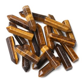 MAIBAOTA MAIBAOTA Tiger Eye Healing Crystals Gifts Wands Hexagonal Pointed Gemstones Set Bulk for Women Beginner Chakra Stones Nature Reiki Spiritual Energy Balancing Protection Crystal 10pcs